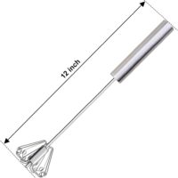 12 inch Stainless Steel Semi-Automatic Whisk, Stainless Steel Egg Whisk Hand Push Rotary Blender, Hand Push Mixer Stirrer Tool for Cooking Kitchen Home Egg Milk - Image 2