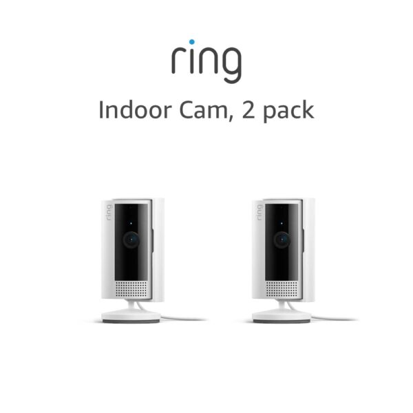 Ring Indoor Cam (2nd Gen) | latest generation, 2023 release | 1080p HD Video & Color Night Vision, Two-Way Talk, and Manual Audio & Video Privacy Cover | 2-pack, White