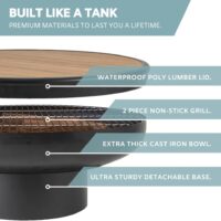 32 Inch Round Fire Pit Table with Fire Pit Grill, Extra Thick, Heavy Duty Fire Bowl, Deep Outdoor Firepit, Wood Burning Firepits for Outside Patio, Backyard Fire Pits, Large BBQ Pit - Image 2