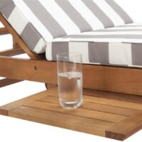 SAFAVIEH Outdoor Collection Newport Natural/ Grey & White Stripe Cushion Built-in Side Table Adjustable Chaise Lounge Chair - Image 10