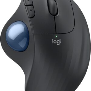 Logitech Ergo M575S Wireless Trackball Mouse, Wireless Ergonomic Mouse with Bluetooth and Encrypted Dongle, Comfortable Thumb Control, Precise and Smooth Tracking, for PC/Mac - Graphite Blue Ball
