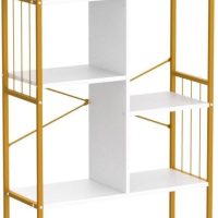 YITAHOME Gold Arched Bookshelf and Bookcase, 5 Tier Standing Book Shelf, Storage Display Rack Shelves for Bedroom Living Room Office,White&Gold - Image 5
