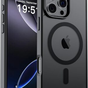 SUPFINE Magnetic for iPhone 16 Pro Max Case (Compatible with MagSafe) (Military Grade Drop Protection) Slim Translucent Matte Shockproof with Anti-Fingerprint Phone Case, Black