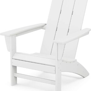 POLYWOOD AD420WH Modern Adirondack Chair, White, Durable High Density Polyethylene Construction, Easy Assembly, Waterproof, Comfortable Contoured Seat