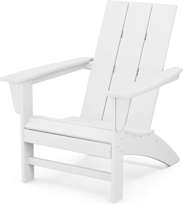 POLYWOOD AD420WH Modern Adirondack Chair, White, Durable High Density Polyethylene Construction, Easy Assembly, Waterproof, Comfortable Contoured Seat