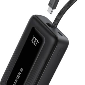 Anker Portable Charger, 10,000mAh 30W Power Bank, USB-C in and Out Fast Charging Battery Pack, Travel Essential Phone Power Bank, for iPhone 16/15, iPad, MacBook, Galaxy, Google, and More