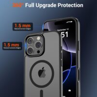 SUPFINE Magnetic for iPhone 16 Pro Max Case (Compatible with MagSafe) (Military Grade Drop Protection) Slim Translucent Matte Shockproof with Anti-Fingerprint Phone Case, Black - Image 4