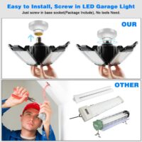 Garage Lights - 2 Pack Super Bright 32000LM LED Garage Ceiling Light 6500K LED Shop Light w/ 6 Deformable Panels Screw in E26/E27 Socket Light Bulbs for Workshop Storage Warehouse Attic - Image 5