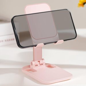 Folding Cell Phone Stand,Adjustable Angle Height Phone Stand/Portable Phone Holder Suitable for All Smartphones（Pink）