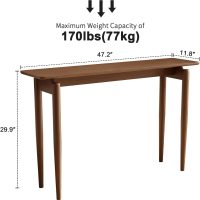 Wood Console Table Walnut Entryway Table, Thin Console Table, Sofa Tables for Living Room (47.2'') - Image 2