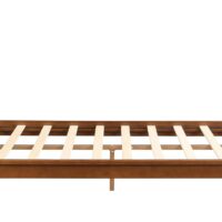 Merax Queen Size Bamboo Platform Bed, Mid-Century Modern Bed Frame with Tall Headboard, Wood Slat Support, No Box Spring Needed, Easy Assembly, Brown - Image 6