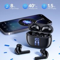 Wireless Earbuds Bluetooth Headphones, Ear Buds with Deep Bass, 40H Long Playtime, LED Power Display, IP7 in Ear Earphone with Mic for iPhone Android Phone Sports Workout, Black - Image 5