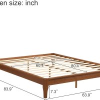 Merax Mid-Century Bamboo Platform Bed, Queen Size Bed Frame with Wood Slat Support, No Box Spring Needed, Easy Tool-Free Assembly, Brown - Image 2
