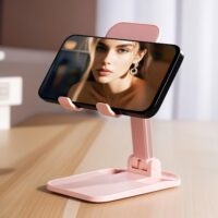 Folding Cell Phone Stand,Adjustable Angle Height Phone Stand/Portable Phone Holder Suitable for All Smartphones（Pink） - Image 5