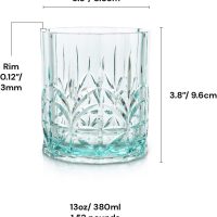 BELLAFORTE Shatterproof Tritan Plastic Short Tumbler, Set of 4, 13oz - Myrtle Beach Unbreakable Crystal Cut Old Fashioned Drinking Glasses for Whiskey - BPA Free - Dishwasher Safe - Teal - Image 7