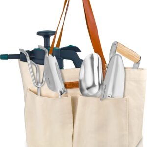 Berry&Bird Garden Tool Bag, Canvas Garden Tote With Pockets, Wear-Resistant Multi-Purpose Tool Storage Bag, Home Organizer Gardening Tool Kit for Indoor and Outdoor Gardening, 21.65" x 7.09" x 13.78"