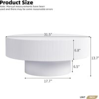Merax Modern Round Coffee Table with Sturdy Base, Wood Center Tables for Living Room Reception Room, Easy Assemble, White - Image 2