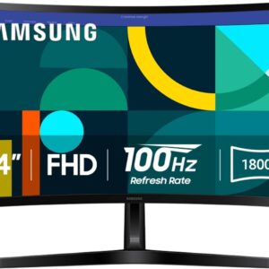 SAMSUNG 24" Essential S3 (S36GD) Series FHD 1800R Curved Computer Monitor, 100Hz, Game Mode, Advanced Eye Comfort, HDMI and D-sub Ports, LS24D366GANXZA, 2024