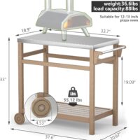 TORVA Outdoor Prep Grill Carts, 303 Stainless Steel Tabletop with High Load Capacity Portable BBQ Table, HDPE Durable Frame 2-Tier Storage Cart, Wood - Image 2