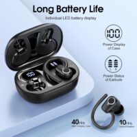 Wireless Earbuds, Bluetooth 5.3 Headphones Sport, In Ear buds Wireless Earbuds Bluetooth 50H Playtime LED Display, Deep Bass Stereo Noise Cancelling Headphones, IP7 Waterproof Earphones, Jet Black - Image 4