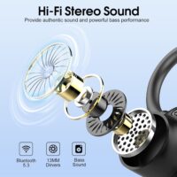 Wireless Earbuds, Bluetooth 5.3 Headphones Sport, In Ear buds Wireless Earbuds Bluetooth 50H Playtime LED Display, Deep Bass Stereo Noise Cancelling Headphones, IP7 Waterproof Earphones, Jet Black - Image 3