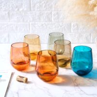 Khen European Style Shatterproof Tritan Stemless Wine Glasses, Acrylic Glass Drinkware, Unbreakable Colored, 6 - Set - BPA-free plastic, Reusable, Dishwasher Safe, All Purpose Glassware 15oz - (Muted) - Image 5