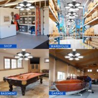 2 Pack LED Garage Lights 180W Deformable 18000LM Close to Ceiling Light Fixtures E26 E27 Screw-in Six Leaf Glow Lighting, Ultra Bright LED Shop Light with 6 Adjustable Panels for Work Shop Warehouse - Image 7