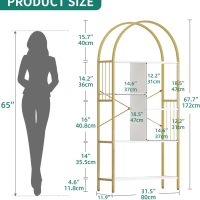 YITAHOME Gold Arched Bookshelf and Bookcase, 5 Tier Standing Book Shelf, Storage Display Rack Shelves for Bedroom Living Room Office,White&Gold - Image 2
