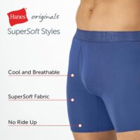 Hanes Men's Supersoft Underwear, Viscose from Bamboo, Trunks and Boxer Briefs - Image 6