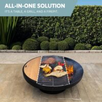 32 Inch Round Fire Pit Table with Fire Pit Grill, Extra Thick, Heavy Duty Fire Bowl, Deep Outdoor Firepit, Wood Burning Firepits for Outside Patio, Backyard Fire Pits, Large BBQ Pit - Image 4