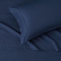 Amazon Basics Lightweight Super Soft Easy Care Wrinkle Free Microfiber 3 Piece Bed Sheet Set with 14-Inch Deep Pockets, Twin, Navy Blue, Solid, Kids, Men & Women Bedding - Image 3