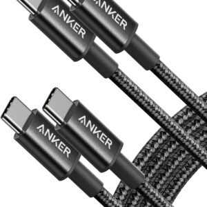 Anker USB C to USB C Cable, Type C 60W Fast Charging Cable (6FT, 2Pack) for iPhone 16 Series, iPad mini 6 and More (Black)