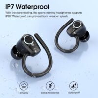 Wireless Earbuds, Bluetooth 5.3 Headphones Sport, In Ear buds Wireless Earbuds Bluetooth 50H Playtime LED Display, Deep Bass Stereo Noise Cancelling Headphones, IP7 Waterproof Earphones, Jet Black - Image 5