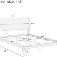 Merax Queen Size Bamboo Platform Bed, Mid-Century Modern Bed Frame with Tall Headboard, Wood Slat Support, No Box Spring Needed, Easy Assembly, Brown - Image 2