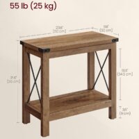 VASAGLE 2-Tier End Table, Side Table with Bottom Shelf, Nightstand for Small Spaces, for Living Room, Bedroom, Farmhouse Style, Honey Brown ULET235K41 - Image 3