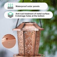 Solar Bird Feeders for Outdoors Hanging - Premium Grade Metal Bird Feeder, Chew-Proof, Weather and Water Resistant Wild Bird feeders, Outside and Garden Decoration-New - Image 5