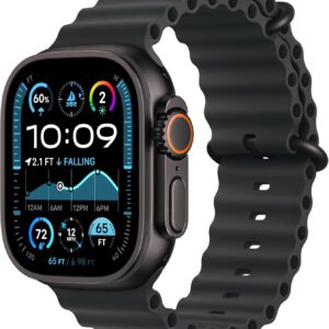 Apple Watch Ultra 2 [GPS + Cellular 49mm] Smartwatch, Sport Watch with Black Titanium Case with Black Ocean Band. Fitness Tracker, Precision GPS, Action Button, Extra-Long Battery Life