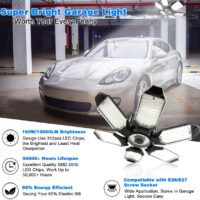Garage Lights - 2 Pack Super Bright 32000LM LED Garage Ceiling Light 6500K LED Shop Light w/ 6 Deformable Panels Screw in E26/E27 Socket Light Bulbs for Workshop Storage Warehouse Attic - Image 2