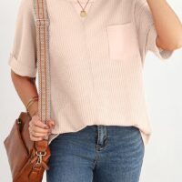 Dokotoo Womens Summer Tops 2025 Fashion Short Sleeve Crewneck Waffle Knit T Shirts Casual Oversized Blouses Clothing - Image 4