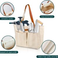 Berry&Bird Garden Tool Bag, Canvas Garden Tote With Pockets, Wear-Resistant Multi-Purpose Tool Storage Bag, Home Organizer Gardening Tool Kit for Indoor and Outdoor Gardening, 21.65" x 7.09" x 13.78" - Image 5