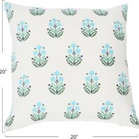 Creative Co-Op 20" Square Floral Print Cotton Pillow Cover - Image 3
