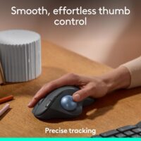 Logitech Ergo M575S Wireless Trackball Mouse, Wireless Ergonomic Mouse with Bluetooth and Encrypted Dongle, Comfortable Thumb Control, Precise and Smooth Tracking, for PC/Mac - Graphite Blue Ball - Image 2