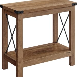 VASAGLE 2-Tier End Table, Side Table with Bottom Shelf, Nightstand for Small Spaces, for Living Room, Bedroom, Farmhouse Style, Honey Brown ULET235K41
