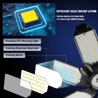 Garage Lights - 2 Pack Super Bright 32000LM LED Garage Ceiling Light 6500K LED Shop Light w/ 6 Deformable Panels Screw in E26/E27 Socket Light Bulbs for Workshop Storage Warehouse Attic - Image 8