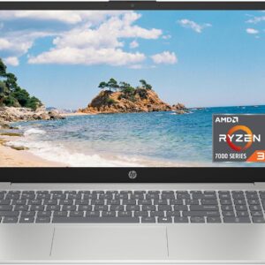 HP 15.6 inch Laptop, HD Touchscreen Display, AMD Ryzen 3 7320U, 8 GB RAM, 128 GB SSD, AMD Radeon Graphics, Windows 11 Home in S Mode, Natural Silver, 15- fc0099nr