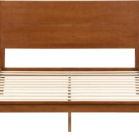 Merax Queen Size Bamboo Platform Bed, Mid-Century Modern Bed Frame with Tall Headboard, Wood Slat Support, No Box Spring Needed, Easy Assembly, Brown - Image 5