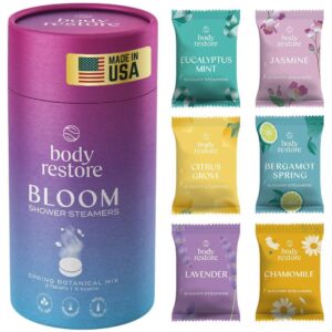 Body Restore Shower Steamers Aromatherapy 6 Pack - Fathers Day Unique Gifts for Dad, Grandpa, Birthday Gift for Mom, Daughter, Son, Best Friend, Travel Essentials, Self Care, Bath Bombs - Bloom