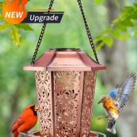 Solar Bird Feeders for Outdoors Hanging - Premium Grade Metal Bird Feeder, Chew-Proof, Weather and Water Resistant Wild Bird feeders, Outside and Garden Decoration-New - Image 2