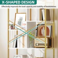 YITAHOME Gold Arched Bookshelf and Bookcase, 5 Tier Standing Book Shelf, Storage Display Rack Shelves for Bedroom Living Room Office,White&Gold - Image 9
