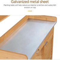 Yaheetech Outdoor Garden Potting Bench Table Work Bench Metal Tabletop W/Cabinet Drawer Open Shelf Natural Wood - Image 9
